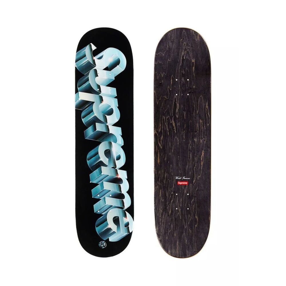 Supreme Logo Skateboard Deck- black and blue